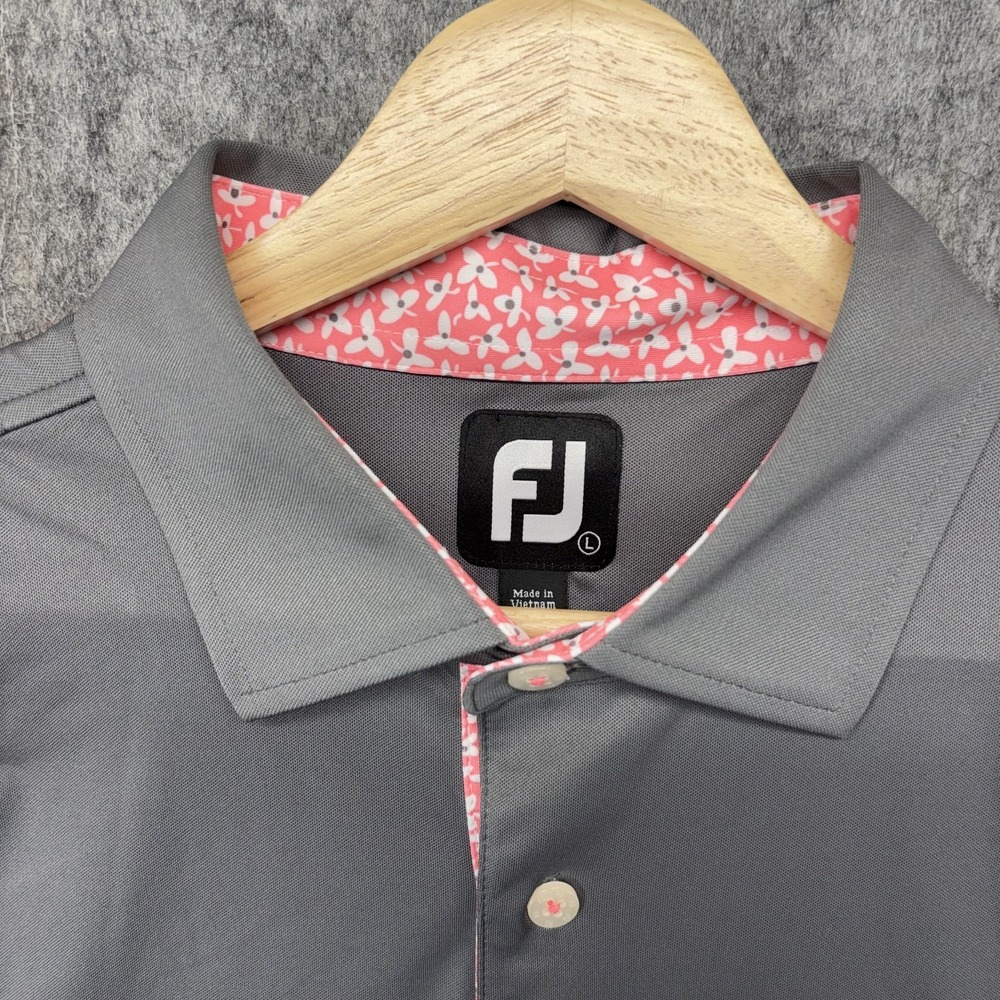 Footjoy Golf Polo Shirt Men's Large Druid Hills Club Gray Short Sleeve Stretch - Picture 3 of 8